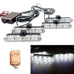 4 in 1 Car 16LEDs Grille Flash Lights Spie luminose con telecomando wireless (bianco)
