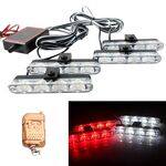 4 in 1 Car 16LEDs Grille Flash Lights Spie luminose con telecomando wireless (bianco rosso)