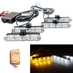 4 in 1 Car 16LEDs Grille Flash Lights Spie luminose con telecomando wireless (bianco giallo)