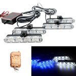 4 in 1 Car 16LEDs Grille Flash Lights Spie luminose con telecomando wireless (bianco blu)