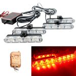 4 in 1 Car 16LEDs Grille Flash Lights Spie luminose con telecomando wireless (rosso)