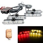 4 in 1 Car 16LEDs Grille Flash Lights Spie luminose con telecomando wireless (rosso giallo)