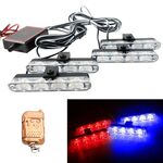 4 in 1 Car 16LEDs Grille Flash Lights Spie luminose con telecomando wireless (rosso blu)