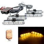 4 in 1 Car 16LEDs Grille Flash Lights Spie luminose con telecomando wireless (giallo)