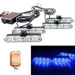 4 in 1 Car 16LEDs Grille Flash Lights Spie luminose con telecomando wireless (blu)