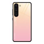 Per Samsung Galaxy S23 5G Custodia per telefono in vetro a colori sfumati (giallo rosa)