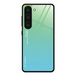 Per Samsung Galaxy S23 5G Custodia per telefono in vetro a colori sfumati (verde ciano)