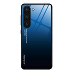 Per Samsung Galaxy S23 + 5G Custodia per telefono in vetro a colori sfumati (blu nero)