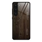 Per Samsung Galaxy S23 5G Custodia in vetro con venature del legno (nero)
