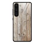 Per Samsung Galaxy S23 5G Custodia in vetro con venature del legno (grigio)
