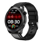 E420 Smart Watch con schermo a colori da 1,39 pollici, cinturino in pelle, supporto monitoraggio della frequenza cardiaca / monitoraggio della pressione sanguigna (nero)