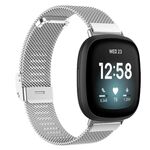 Per Fitbit Versa 4 / Versa 3 / Sense 2 / Sense Cinturino per orologio in metallo a maglia fine con fibbia Milano integrata (argento)