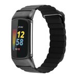 Per Fitbit Charge 5 cinturino in pelle con anello magnetico (nero)