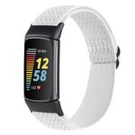 Per Fitbit Charge 5 cinturino in nylon intrecciato con fibbia Wave (bianco)
