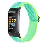 Per Fitbit Charge 5 cinturino in nylon intrecciato con fibbia Wave (verde menta)