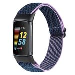 Per Fitbit Charge 5 cinturino in nylon intrecciato con fibbia Wave (blu indaco)