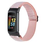 Per Fitbit Charge 5 cinturino in nylon intrecciato con fibbia Wave (rosa)