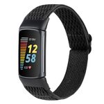 Per Fitbit Charge 5 cinturino in nylon intrecciato con fibbia Wave (nero)