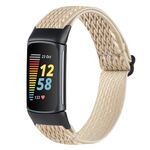Per Fitbit Charge 5 cinturino in nylon intrecciato con fibbia Wave (albicocca)