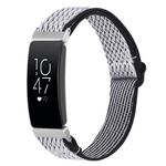 Per Fitbit Inspire 2 cinturino in nylon intrecciato con fibbia Wave (bianco nero)
