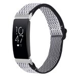 Per Fitbit Inspire cinturino in nylon intrecciato con fibbia Wave (bianco nero)