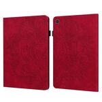 Custodia per tablet in pelle con motivo pavone in rilievo per Samsung Galaxy Tab S5e (rosso)