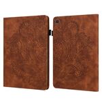 Custodia per tablet in pelle con motivo pavone in rilievo per Samsung Galaxy Tab S5e (marrone)