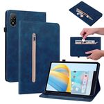 Custodia per tablet in pelle con cerniera tinta unita per Honor Pad V8 Pro Skin Feel (blu)