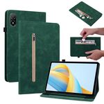 Custodia per tablet in pelle con cerniera tinta unita per Honor Pad V8 Pro Skin Feel (verde)