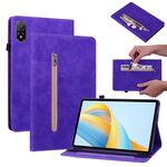 Custodia per tablet in pelle con cerniera tinta unita per Honor Pad V8 Pro Skin Feel (viola)