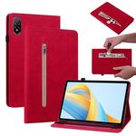 Custodia per tablet in pelle con cerniera tinta unita per Honor Pad V8 Pro Skin Feel (rosso)