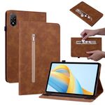 Custodia per tablet in pelle con cerniera tinta unita per Honor Pad V8 Pro Skin Feel (marrone)