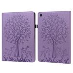 Custodia per tablet in pelle goffrata con motivo ad albero e cervo per Samsung Galaxy Tab S5e (viola)