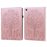 Custodia per tablet in pelle goffrata con motivo ad albero e cervo per Samsung Galaxy Tab S5e (rosa)