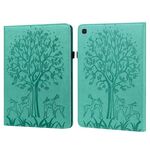 Custodia per tablet in pelle goffrata con motivo ad albero e cervo per Samsung Galaxy Tab S5e (verde)
