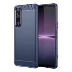 Per Sony Xperia 1 V Custodia per telefono in fibra di carbonio con texture spazzolata in TPU (blu)