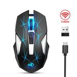 HXSJ T300 7 tasti 2400 DPI 2.4G Mouse wireless luminoso colorato (nero)
