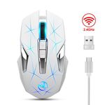 HXSJ T300 7 tasti 2400 DPI 2.4G Mouse wireless luminoso colorato (bianco)