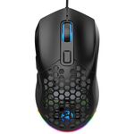 HXSJ X300 7200 DPI RGB retroilluminazione intercambiabile foro posteriore mouse da gioco cablato (nero)