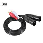 Cavo di bilanciamento audio cavo Canon da 2RCA a 2XLR, dimensioni: 3 m (doppio loto a doppio Canon maschio)