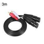 Cavo di bilanciamento audio da 2RCA a 2XLR per altoparlante Canon, dimensioni: 3 m (doppio loto a doppia femmina)