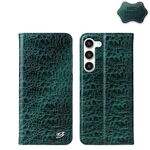 Custodia per cellulare magnetica in vera pelle per Samsung Galaxy S23 5G Fierre Shann Crocodile Texture (verde)
