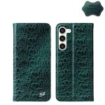Per Samsung Galaxy S23+ 5G Fierre Shann Crocodile Texture Custodia magnetica per telefono in vera pelle (verde)