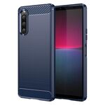 Per Sony Xperia 10 V Custodia per telefono in fibra di carbonio TPU con texture spazzolata (blu)