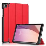 Per Lenovo M8 4th GenTB-300FU Custer Custodia per tablet in pelle con supporto a 3 pieghe in puro colore (rosso)