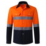 Abiti da lavoro riflettenti a maniche lunghe in puro cotone, taglia: XXXXL (parte superiore arancione)