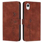 Per Samsung Galaxy A23e Custodia per telefono in pelle con motivo a cuore Skin Feel (marrone)