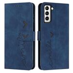 Per Samsung Galaxy S23 5G Skin Feel Custodia per telefono in pelle con motivo a cuore (blu)