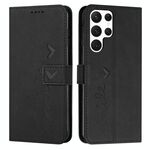 Per Samsung Galaxy S23 Ultra 5G Skin Feel Custodia per telefono in pelle con motivo a cuore (nero)