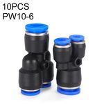PW10-6 LAIZE 10 pezzi Connettore a raccordo rapido pneumatico per riduzione a T in plastica di tipo Y